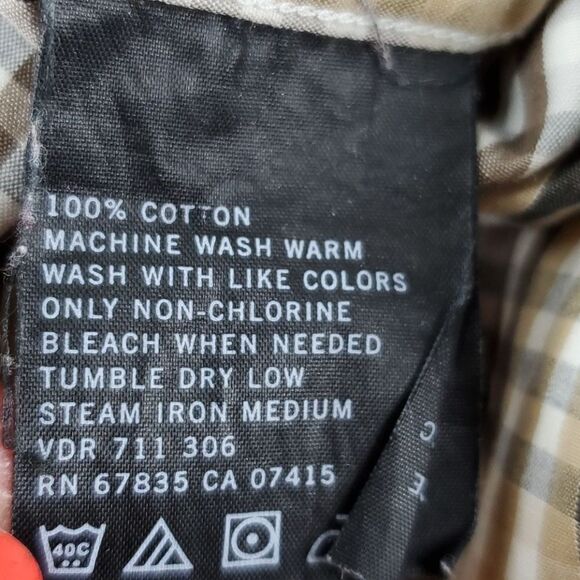 M NAUTICA 80'S Sailing TWO PLY COTTON tan black PLAID BUTTON DOWN SHIRT Medium - Picture 5 of 11